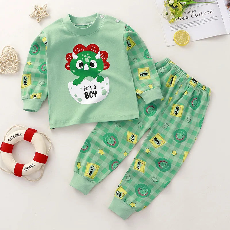 Kids Cartoon Print Long-Sleeved Clothing Set childrensterritory