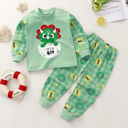 Kids Cartoon Print Long-Sleeved Clothing Set childrensterritory