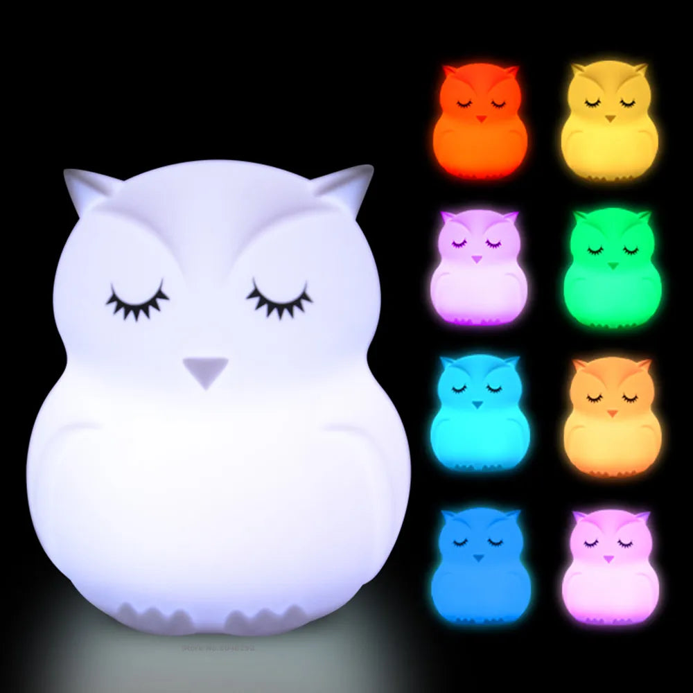 Rechargeable Owl LED Night Light in 9 Colors for Kids Room childrensterritory