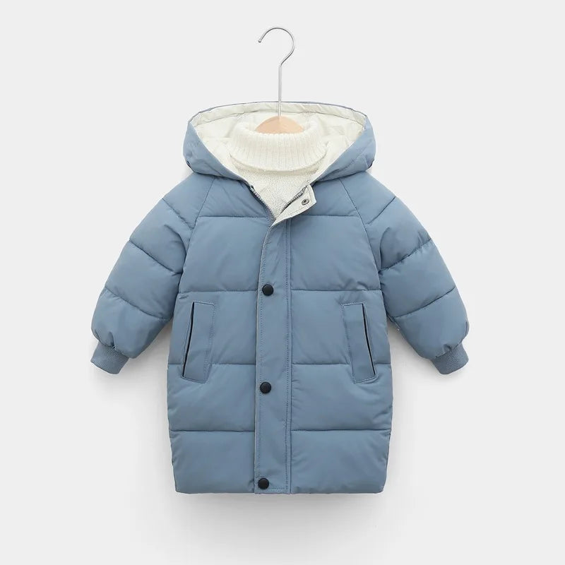Kids Solid Color Pattern Hooded Down Cotton Jackets/Parkas childrensterritory