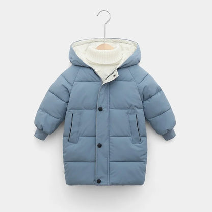 Kids Solid Color Pattern Hooded Down Cotton Jackets/Parkas childrensterritory