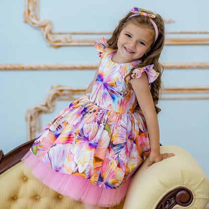Floral Print Kids Girls Birthday Wedding Lolita Dress childrensterritory