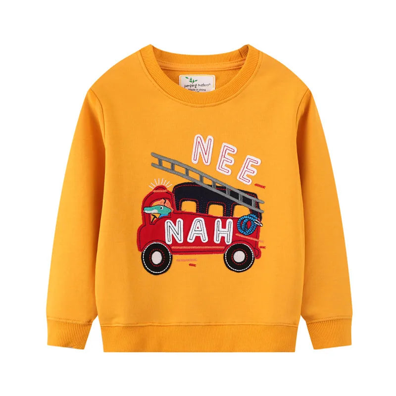 Cartoon Vehicle Design Kids Boys Cotton Sweatshirts