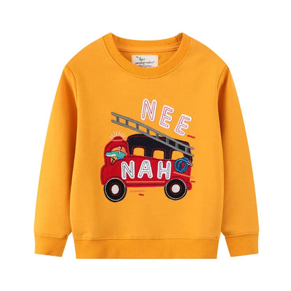 Cartoon Vehicle Design Kids Boys Cotton Sweatshirts childrensterritory
