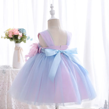 Toddler Girl Flower Decorated Tulle Wedding Party Dresses childrensterritory