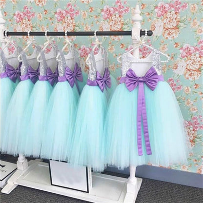 Little Girls Sleeveless Sequin Bowknot Ball Gwon Dresses childrensterritory