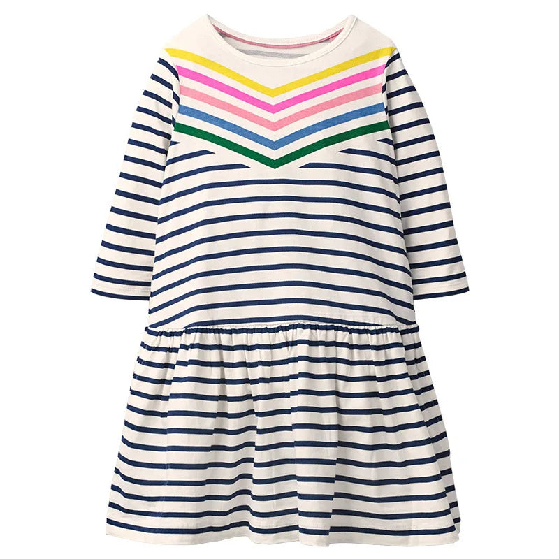 Long-Sleeved Printed Summer Dresses For Girls