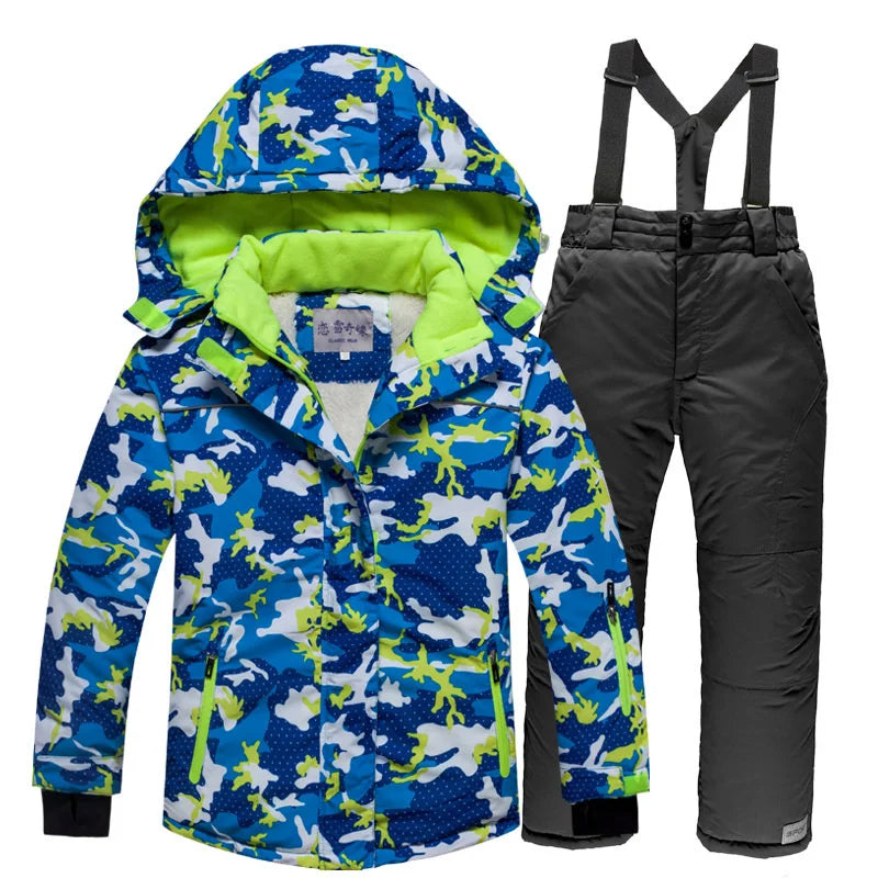 Kids Waterproof Warm Fleece Snow Suits Set childrensterritory