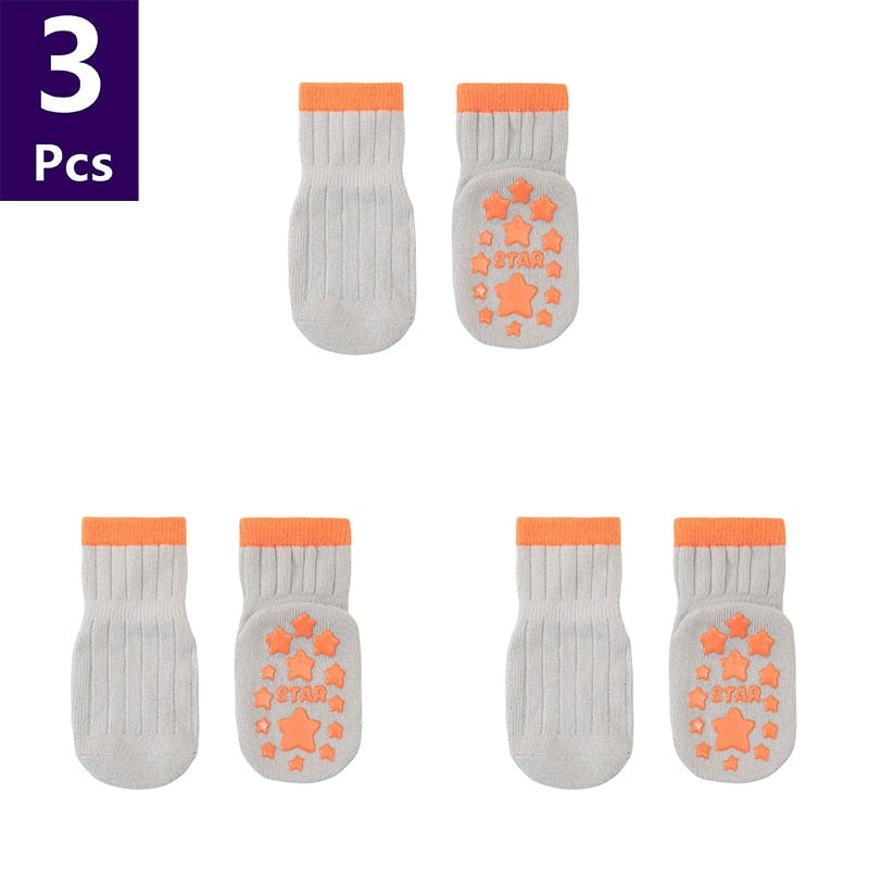 Cute Pattern: 3 Pairs/lot Anti-Slip Baby Cotton Socks childrensterritory