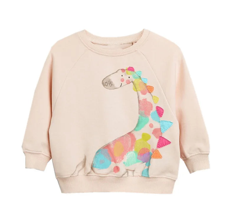 Little Girls Cartoon Print Casual Thin Cotton Sweatshirts childrensterritory