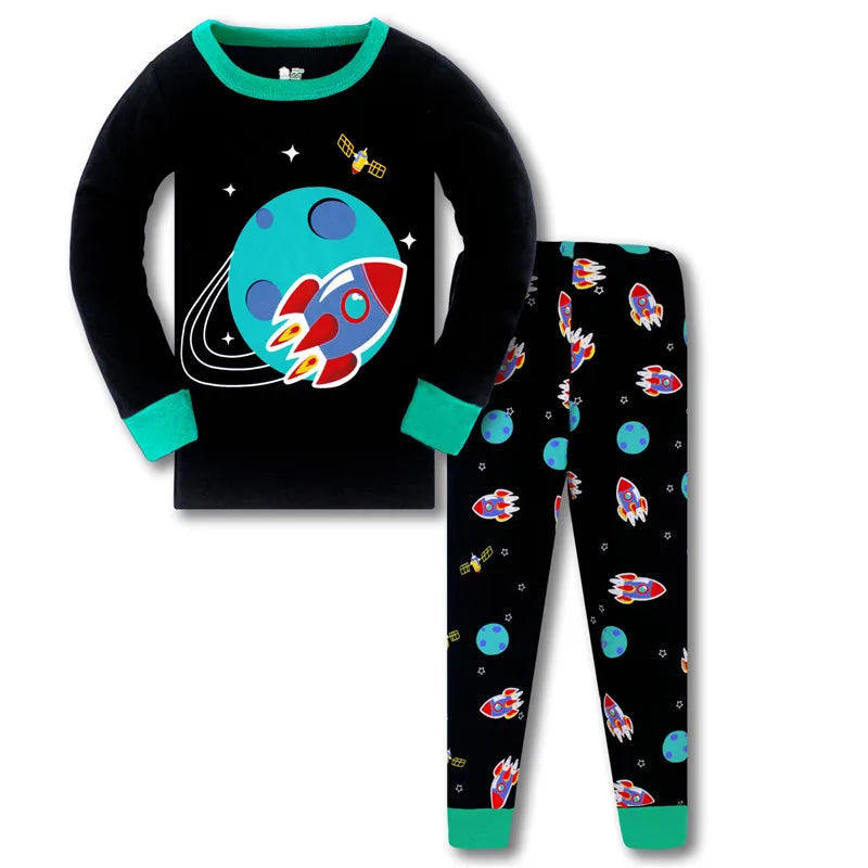 Kids Boys Space Rockets Printed Sleepwear Pajamas childrensterritory
