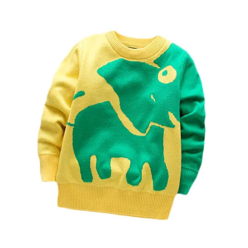 Kids Cartoon Print Long-Sleeved Winter Sweater