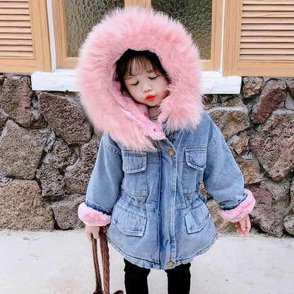 Large Fur Collar Hooded Little Girl&