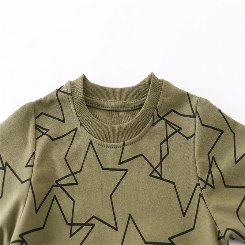 Long Sleeve Stars Cartoon Print Kid Boys Girls Sweatshirts childrensterritory