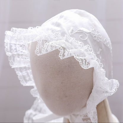 Infant Girl Floral Lace Christening Gown With Hat childrensterritory