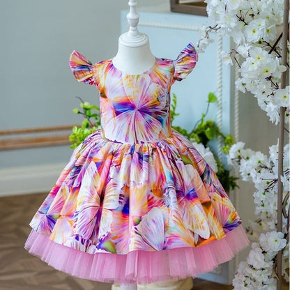 Floral Print Kids Girls Birthday Wedding Lolita Dress childrensterritory