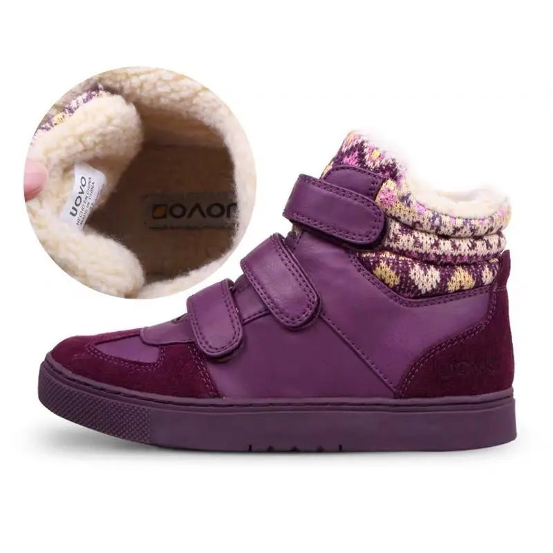Girls Casual Velvet Velcro Design Warm Fur Shoes childrensterritory