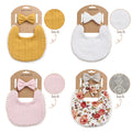 4Sets/Lot Floral Infant Burp Clothes with Bow Tie Headband childrensterritory
