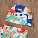 High Neck Animal Printed Kid Boy Swimwear with Hat childrensterritory