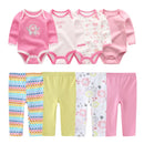Newborn Baby Cartoon Print 6/8Pieces Soft Bodysuits+Pants Sets childrensterritory
