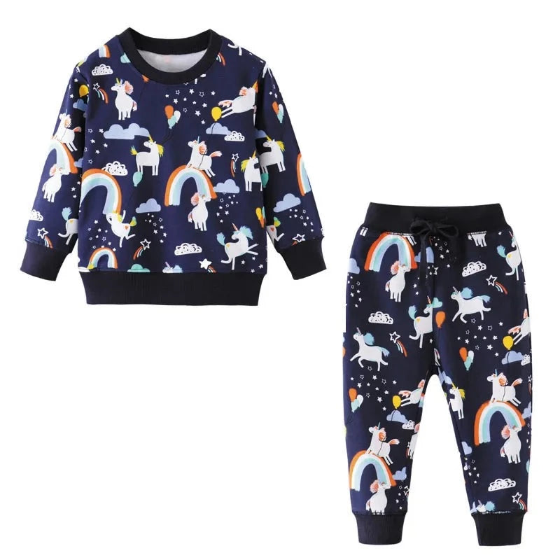 Kids Boys Cartoon Animals Print Cotton Tracksuit Set childrensterritory
