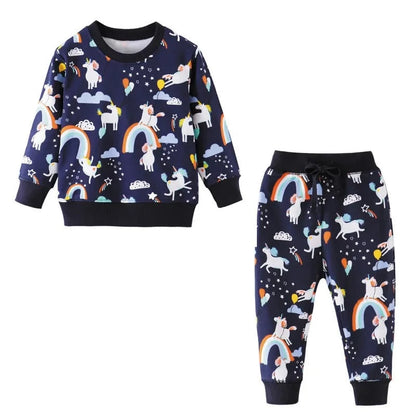 Kids Boys Cartoon Animals Print Cotton Tracksuit Set childrensterritory
