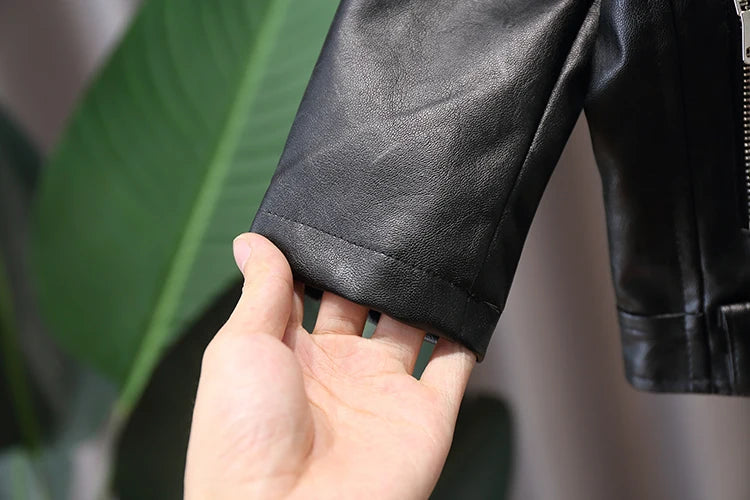 Zipper Design PU Leather Jacket for Baby/Kids