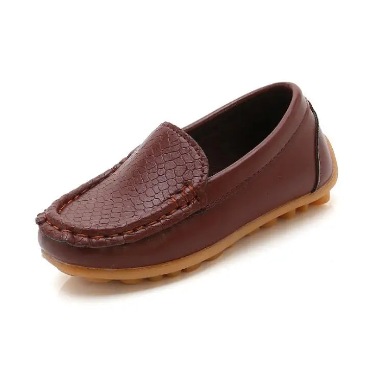 Kids Casual Style Slip On Leather Loafers