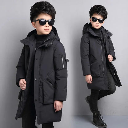 -30 Degree Waterproof Warm Down Hooded Coat for Teen Boys childrensterritory