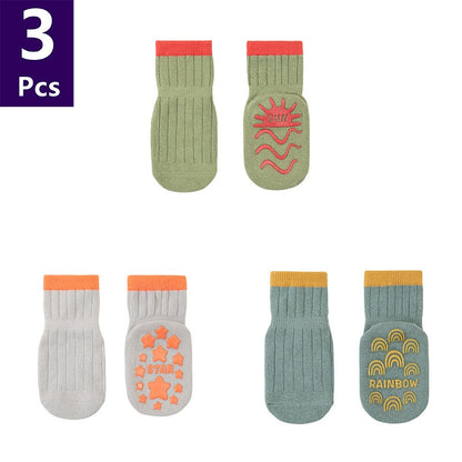 Cute Pattern: 3 Pairs/lot Anti-Slip Baby Cotton Socks childrensterritory