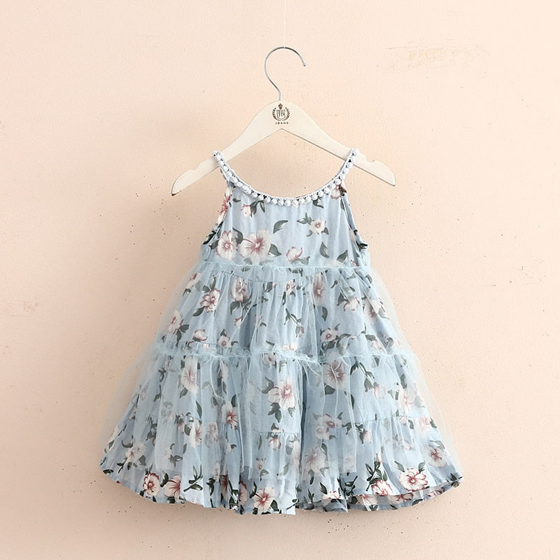 Kids Girls Floral Lace Patchwork Lining Backless Dress childrensterritory