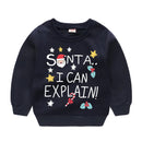 Christmas Letters and Santa Cartoon Prints Kids Sweatshirts childrensterritory