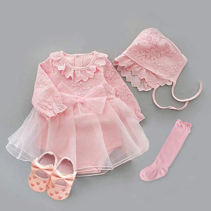 Newborn Girl Christening Dresses Set (Shoes, Tights &amp; Long Socks) childrensterritory