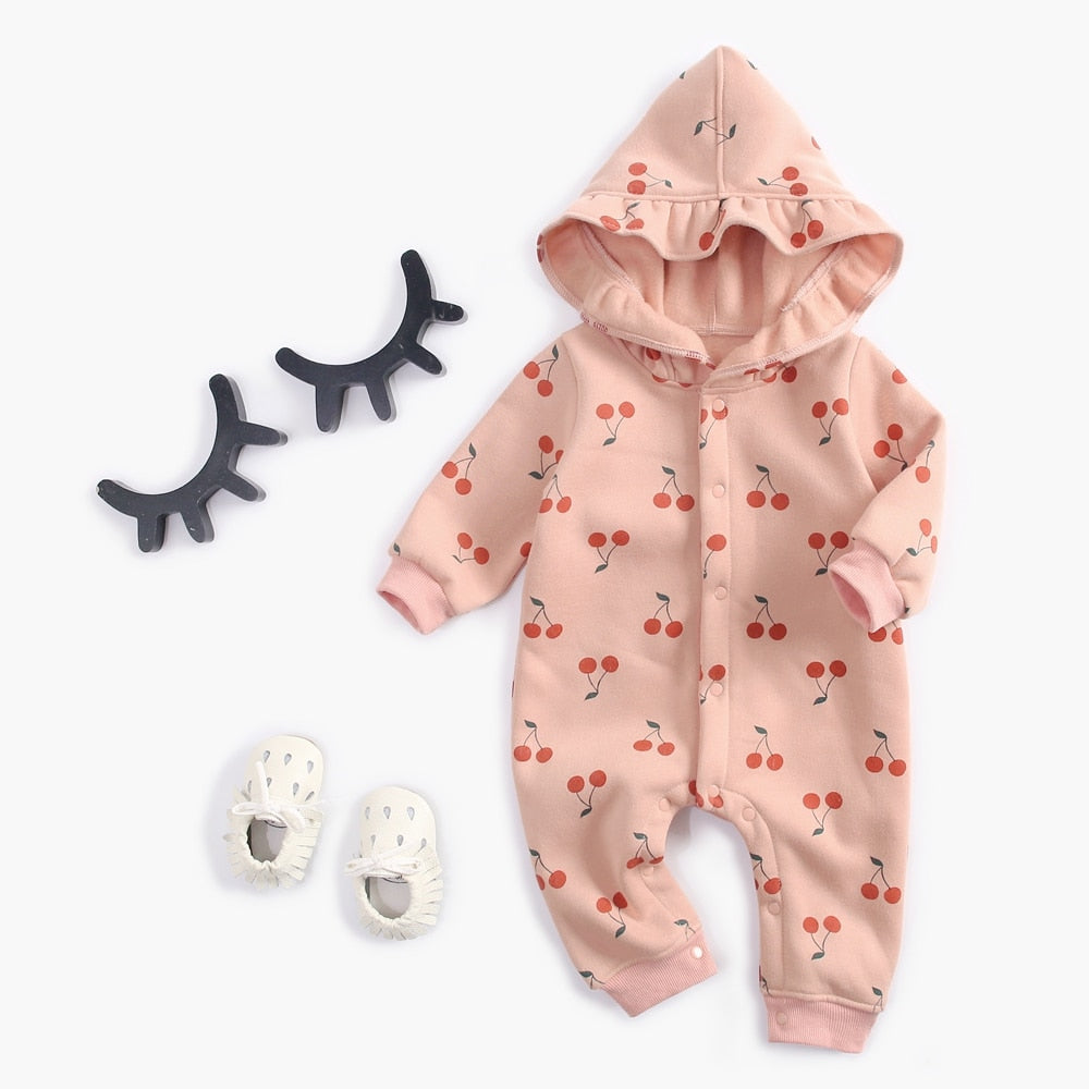 Long Sleeve Printed Baby Hooded Bodysuit for Winter childrensterritory