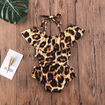 Toddler Girl Leopard Print Ruffle Swimwear/Bikini childrensterritory