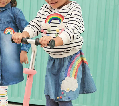 Little Girls Unicorn and Rainbow Design Denim Skirt childrensterritory