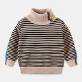 Kids Boys Warm High Neck Knitted Striped Sweater childrensterritory