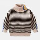 Kids Boys Warm High Neck Knitted Striped Sweater childrensterritory