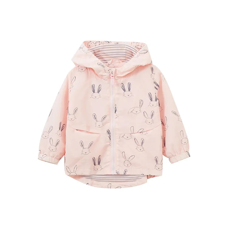 Cartoon Rabbit Printed Girls Hooded Coat childrensterritory