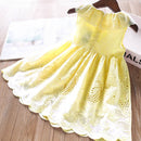 Kids Girls' Round Neck Embroidered Hollow Dress for Summer childrensterritory