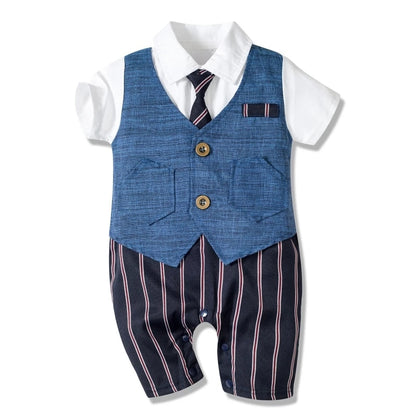 Baby Boy One-Piece Formal Gentleman Outfit Button Jumpsuit childrensterritory