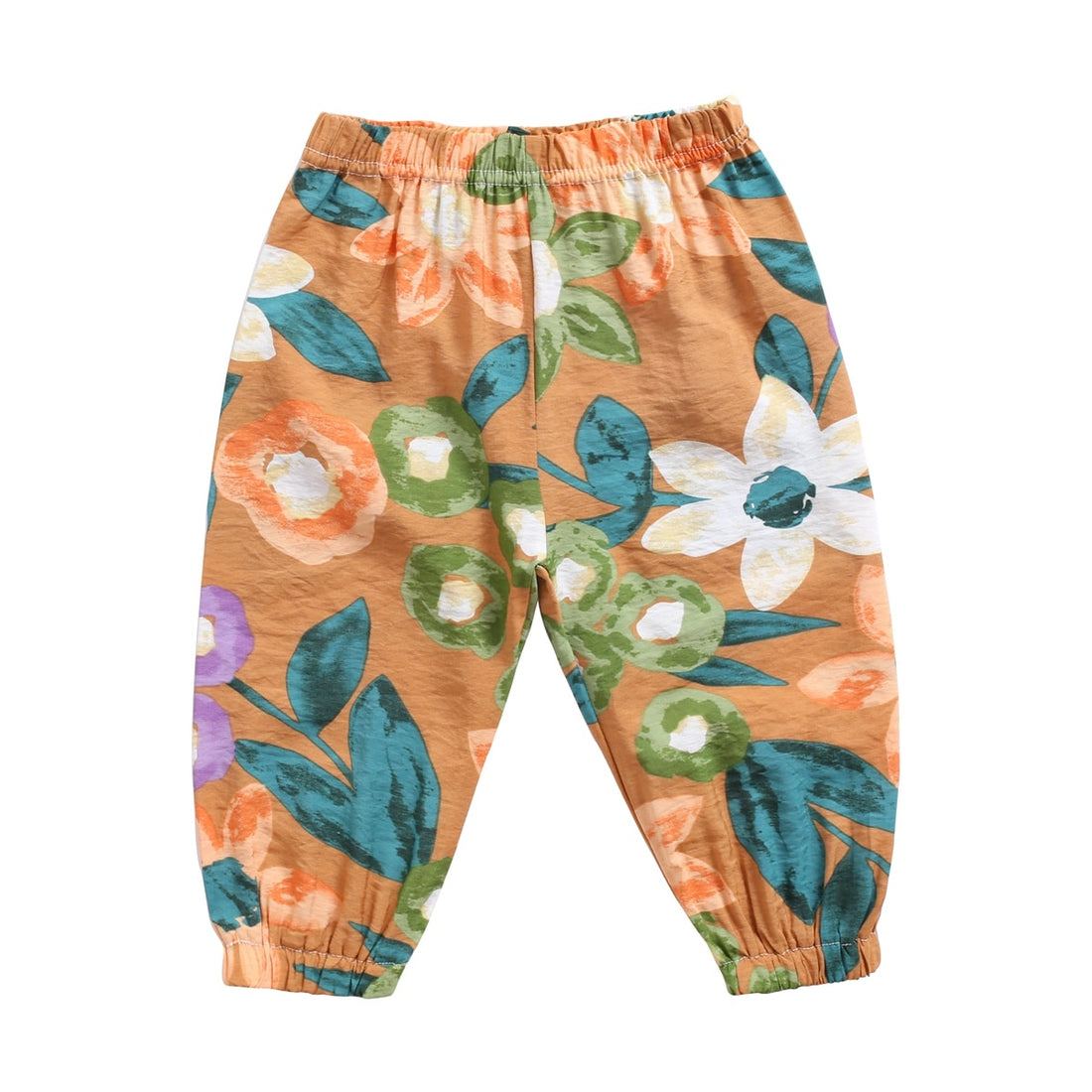 Baby Girl Floral Print Cotton Pants in Holiday Style childrensterritory