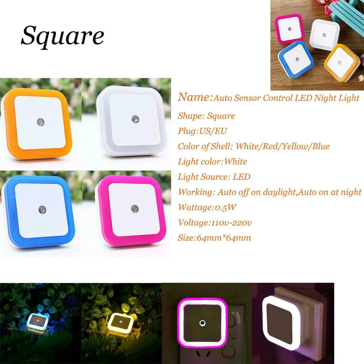 Mini Dusk to Dawn Sensor Wall Nights Lamp for Bedroom