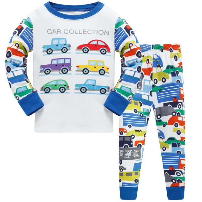 Kids Boys Cartoon Excavator Print Pyjamas Sets childrensterritory