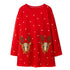 Kids Cartoon Printed Full Sleeves Christmas Red Frocks childrensterritory