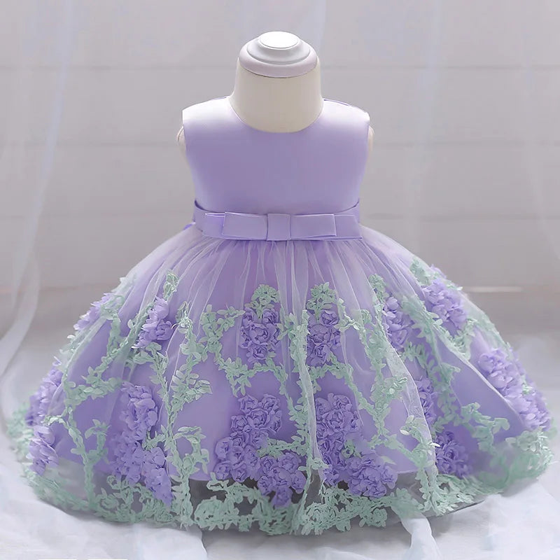 Sleeveless Flower Print Party Dresses For Girls
