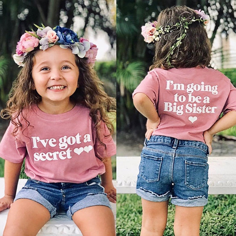 "Big Sister" Letter Print Cotton Top for Baby/Kids Girls childrensterritory