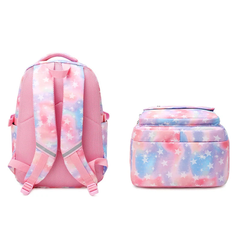 Kids Girls Stars Print School Backpack with Lunch Box and Pencil Case