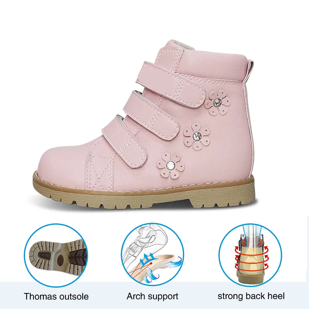 Kids Luxury Ankle Booties With Rhinestone Decoration childrensterritory