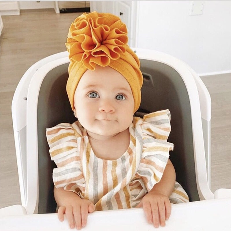 Baby Girl Donut Beanie Warm Flower Headwrap childrensterritory